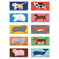 Puzzle 20 pcs de pares animales español inglés (Mideer)