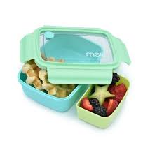 Lonchera bento box con compartimientos 880 ml - Verde/Azul