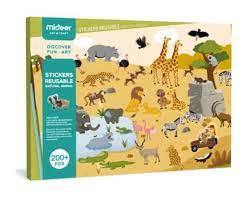 Set stickers reutilizables animales 200+ piezas (Mideer)