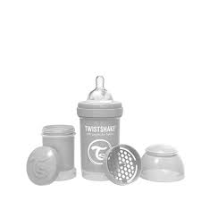 Mamadera anticólico 180 ml gris pastel (Twistshake)